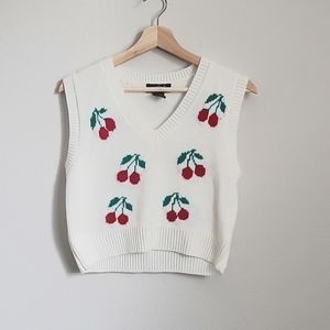 Cropped Cherry Sweater Vest